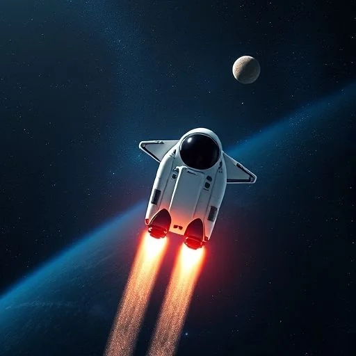 Luxury spaceship cabin with panoramic view of nebula